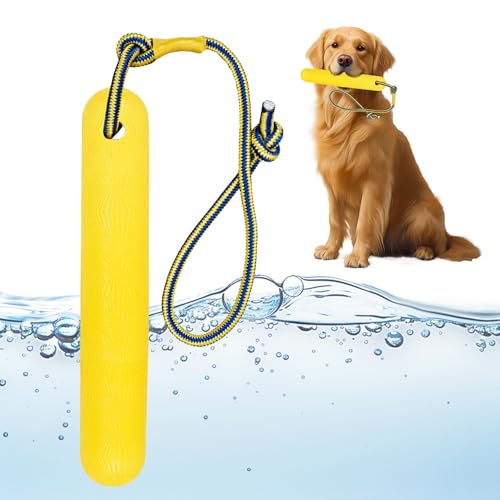 CUVZORA Wasserspielzeug Hund, Schwimmendes Hundespielzeug mit Nylon Rope für mittelgroße und große Hunde, Wasserspielzeug für Apportieren und Hundetraining im Pool, See oder Strand (Gelb, B) von CUVZORA