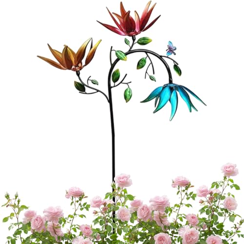 CUVZORA Windspiel Garten Metall, Dreifach Rotierendes Blütenblatt Design Windmühle, 3D Gerbera Windspiel Windmühle, Rasen Wind Spinner, für Rasen, Terrassen, Gartendekoration CUVZORA Windspiel Garten Metall, Dreifach Rotierendes Blütenblatt Design Windmühle, 3D Gerbera Windspiel Windmühle, Rasen Wind Spinner, für Rasen, Terrassen, Gartendekoration von CUVZORA