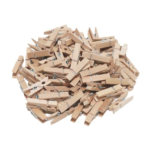 CUWELT 300 x Mini Holzklammern, 35mm Natur Kleine Wäscheklammern aus Echten Holz, Deko Klammern, Kleine Holzclips, Natürliche Zierklammern für DIY, Basteln, Aufhängen von Fotos, Postkarten, Briefen von CUWELT