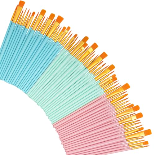 CUWELT 60 Stück Künstlerpinsel Set, Pinselset Malen mit 10 Verschiedene Größen, Bunte Nylonhaarpinsel für Detail, Malpinsel Set für Kunstmalerei Aquarell Acryl Ölgemälde Malliebhaber CUWELT 60 Stück Künstlerpinsel Set, Pinselset Malen mit 10 Verschiedene Größen, Bunte Nylonhaarpinsel für Detail, Malpinsel Set für Kunstmalerei Aquarell Acryl Ölgemälde Malliebhaber von CUWELT