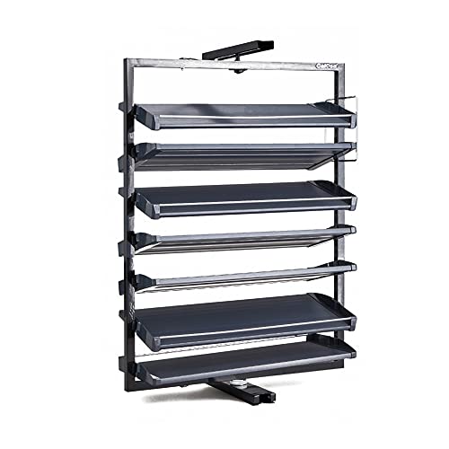 360° Rotierendes Schuhregal Schwarz Metall Ausziehbar Closet Organizer Schuhregale Schmal Hoch für Schrank, vertikaler Regal-Organizer für kleinen Schlafzimmerschrank, platzsparende Aufbewahrung (Siz von CUXAHO