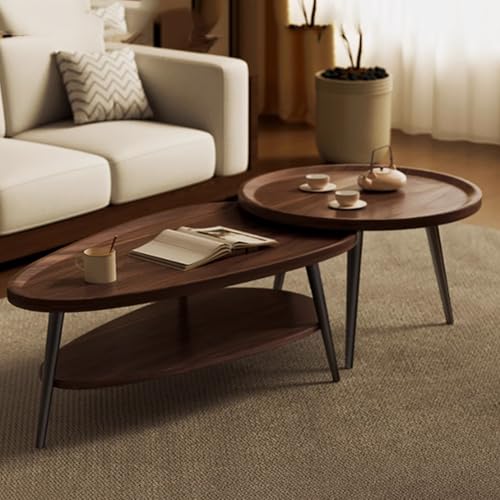 CUXAHO Couchtisch Satztisch 2er Set, Wohnzimmertisch Modern, Beistelltisch Set Rund für Wohnzimmer,Home Office von CUXAHO