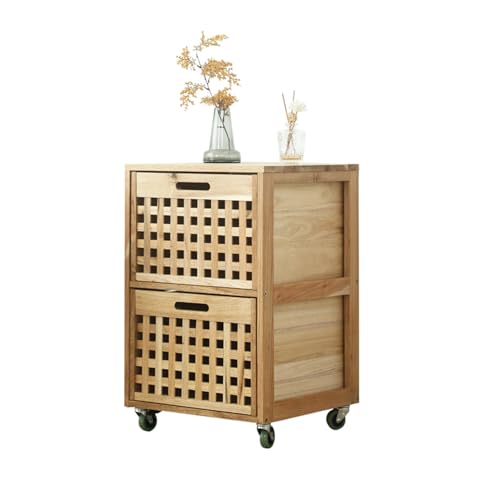 CUXAHO Mobiler Beistelltisch Sofatisch mit Rollen,Couchtisch Kaffeetisch mit Ausziehbaren Schubladen, Wohnzimmertisch,Nachttisch Stauraum für Schlafzimmer, Wohnzimmer(41x41x65cm,2 Tier) von CUXAHO