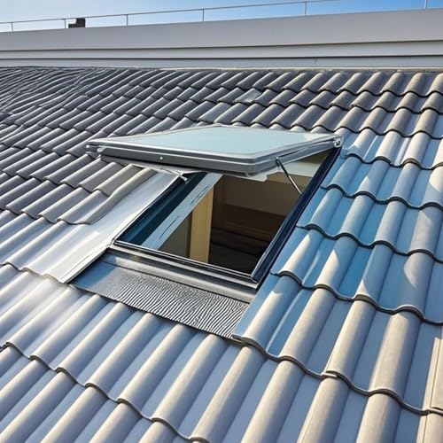 Dachausstieg, klares Dachfenster, doppelschichtige aus gehärtetem Glas, Doppelschichtiges mit Aluminiumlegierungsrahmen for Dachboden, Keller, Wintergarten(78x98cm) von CUXAHO