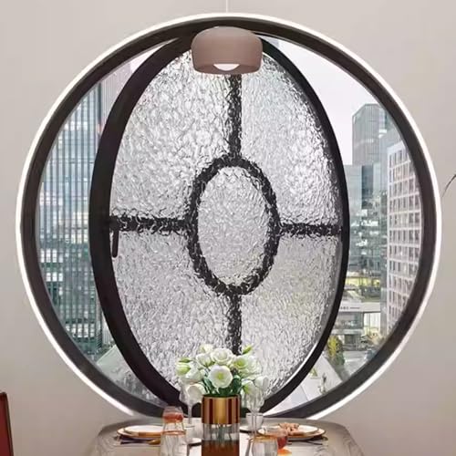 Rundfenster Rund Glas Schuppenfenster, Aluminiumlegierung Eingebaut Ersatz 360° Drehbar Fenster Küche Bullauge für Dachbodeneingang(Nero,80cm/31.5in) von CUXAHO