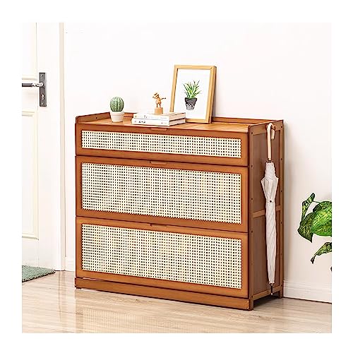 Schuhregal Schuhschrank aus Rattan Cabinet Aufbewahrungsschrank, freistehendes Bambus-Schuhregal für den Eingangsbereich, mit hochklappbaren Türen, dreiseitiges Bar-Design, für Schrank, Flur ( Size : von CUXAHO