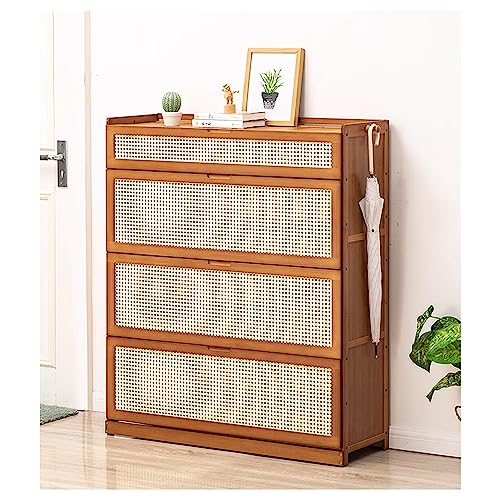 Schuhregal Schuhschrank aus Rattan Cabinet Aufbewahrungsschrank, freistehendes Bambus-Schuhregal für den Eingangsbereich, mit hochklappbaren Türen, dreiseitiges Bar-Design, für Schrank, Flur ( Size : von CUXAHO