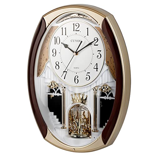 CUYOU Musikalische Wanduhr mit drehbarem Pendel, dekorative Wanduhr, 18 Melodien, für Zuhause, Hotel, Bibliothek oder Kirche Dekor von CUYOU