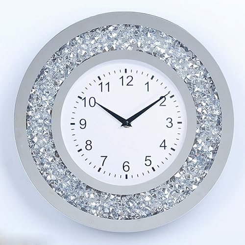 Wanduhr Wohnzimmer Dekor Crushed Diamond Spiegel Badezimmer Uhren Wand Kristall Dekorationen für Zuhause von CUYOU