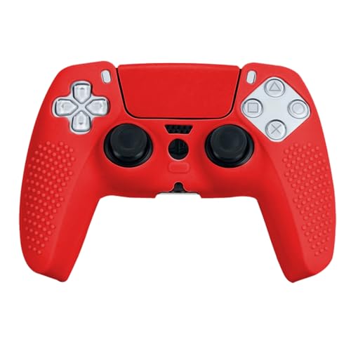 CUZKC Silikon Schutzhülle Anti-Rutsch Silikon Controller Skin für Playstation 5 Wireless Controller,Gamecontroller-Hülle aus Silikon mit Partikelschutzhülle（Rot） von CUZKC