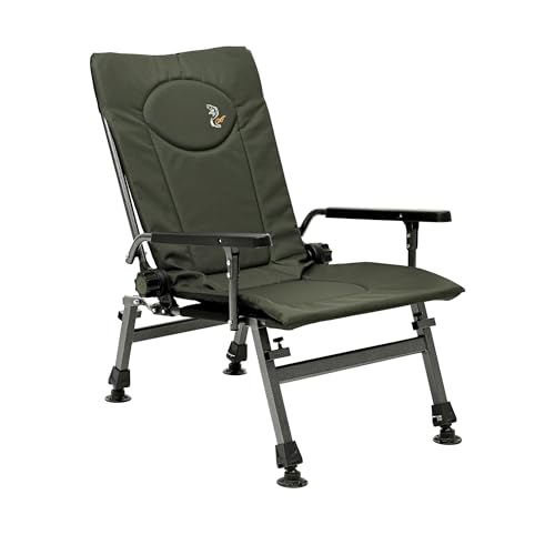 CUZO Campingstuhl Faltbar Klappstuhl Camping Angelstuhl Faltstuhl Angel Stuhl Bis 110 kg Anglersessel Wasserdicht Verstellbare Rückenlehne Liegeposition Beine Grün F5R von CUZO
