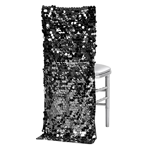 CV Linens 11303us Stuhlbezug mit Pailletten, 38 cm, Schwarz, 1 Stück von CV Linens