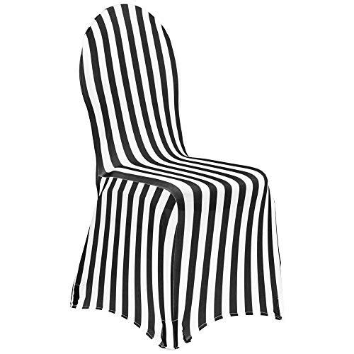 CV Linens 7063us Spandex Stuhlhusse, 86 cm x 46 cm, Schwarz und Weiß, 1 Stück von CV Linens
