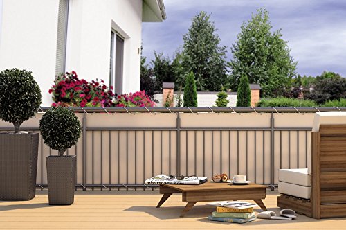 CV Balkon-Sichtschutz Balkon-Verkleidung Balkonumspannung Balkon-Windschutz Creme beige 24 m Kordel Maße: 600 x 90 cm Polyester von CV