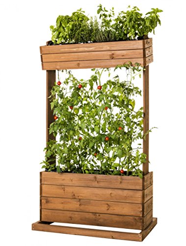 CV Hochbeet Holz Pflanz-Tisch Pflanz-Beet Kräuter-Beet Tomaten Rankhilfe mit Seilen 82 x 50 x 145 cm von CV