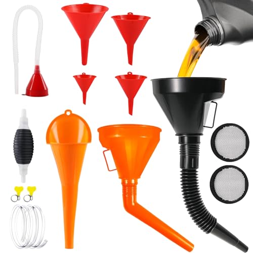 10 Stück Trichter Set, Flexibles Kunststoff EinfüLltrichter Set Trichter mit Schlauch Öltrichter mit Abnehmbarem Auslauf und Langen Öleinfülltrichter für KFZ Auto Motorrad 10 Stück Trichter Set, Flexibles Kunststoff EinfüLltrichter Set Trichter mit Schlauch Öltrichter mit Abnehmbarem Auslauf und Langen Öleinfülltrichter für KFZ Auto Motorrad von CVASNF