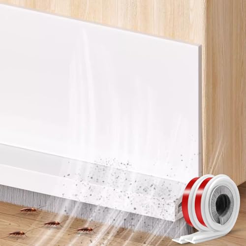 2 Stück 100 cm Türbürstendichtung, Bürstendichtung Selbstklebend Türbodendichtung Bürste Türbesen mit Dichtungsband Türdichtung Unten für Insektensicher Kältesicher Staubsicher (Weiß) von CVASNF