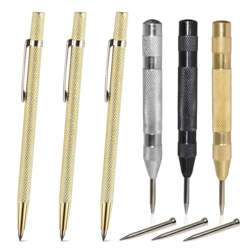 3 Stück Automatik Körner, Automatischer Körner Metall mit 3 Anreißnadel Hartmetall und 3 Ersatzspitzen Federkörner Werkzeug Automatic für Metall Holz Glas 3 Stück Automatik Körner, Automatischer Körner Metall mit 3 Anreißnadel Hartmetall und 3 Ersatzspitzen Federkörner Werkzeug Automatic für Metall Holz Glas von CVASNF
