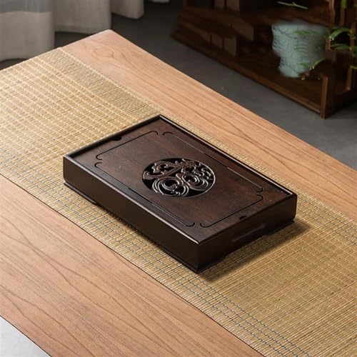 Teekannen und Kaffeegeschirr Reise-Teeset Bambus Tee Tablett Dual Zweck Tee Tablett Exquisite Hohl Dekoriert Teegeschirr Halter Wasser Lagerung Tee Tablett Entwässerung Wasser Tee Bord Teeservice(27x1 von CVCMGDGNEA