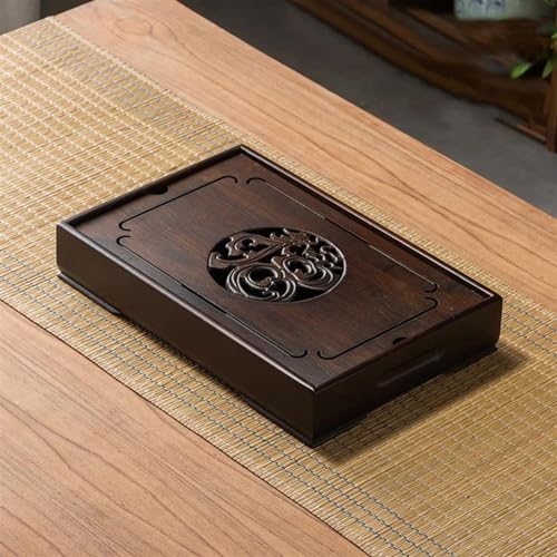 Teekannen und Kaffeegeschirr Reise-Teeset Bambus Tee Tablett Dual Zweck Tee Tablett Exquisite Hohl Dekoriert Teegeschirr Halter Wasser Lagerung Tee Tablett Entwässerung Wasser Tee Bord Teeservice(34x2 von CVCMGDGNEA