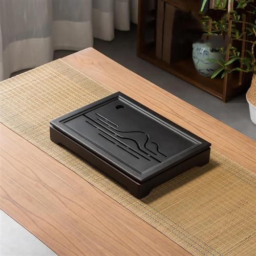Teekannen und Kaffeegeschirr Reise-Teeset Bambus Tee Tablett Dual Zweck Tee Tablett Exquisite Hohl Dekoriert Teegeschirr Halter Wasser Lagerung Tee Tablett Entwässerung Wasser Tee Bord Teeservice(37x2 von CVCMGDGNEA