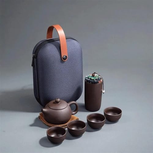 Teekannen und Kaffeegeschirr Reise-Teeset Ein Topf Vier Tassen Tragbar Lila Sand Reise-Teegeschirr-Set Crack-Tasse Kung-Fu-Tee-Set Chinesischer Lila Sand Teeservice von CVCMGDGNEA
