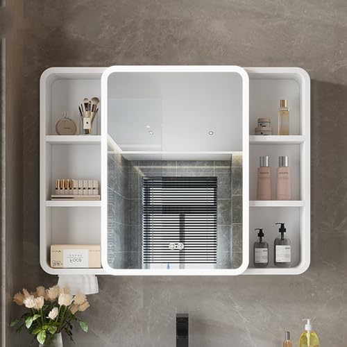 Wandmontage-Spiegelschrank, Badezimmer-Medizinschrank Nebelentfernungsfunktion Mit Einem Klick Werkstoff aus Aluminiumlegierung, Rechteckiger Badezimmerspiegelschrank mit Zeichnungsloch Aus Papier von CVERTHAF