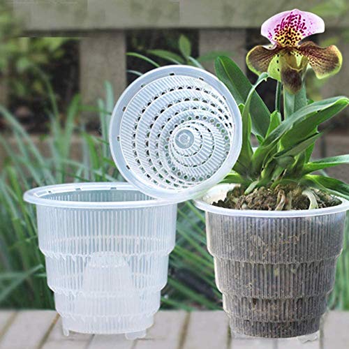 CVERY 4Pcs Klar Blumentopf Orchideen Topf mit Atmungsaktiv Loch Geschlitzt, Plastik Pflanzgefäß Behälter für Garten Desktop Dekor - Wie Bild Show, 15cm von CVERY