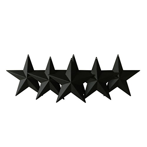 CVHOMEDECO. Country Rustic Antique Vintage Gifts Black Metal Barn Star Wand-/Türdekor, 14 cm, 6er-Set von CVHOMEDECO.