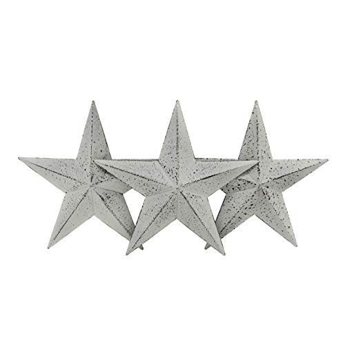 CVHOMEDECO. Country Rustic Antique Vintage Gifts Whitewash/Grau Metall Barn Star Wand-/Türdekor, 20,3 cm, 3er Set (Whitewash) von CVHOMEDECO.