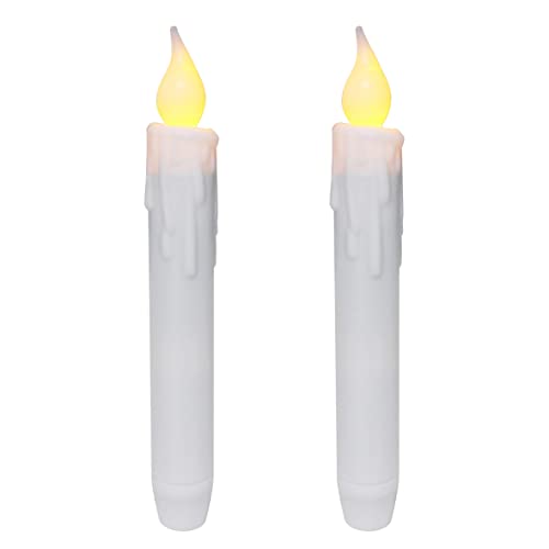 CVHOMEDECO. Flackernde Stabkerzen, LED-Tropfkerzen, flammenlose Kerzen, batteriebetrieben mit Timer, Weiß, 6-3/4 Zoll, 2 Stück von CVHOMEDECO.
