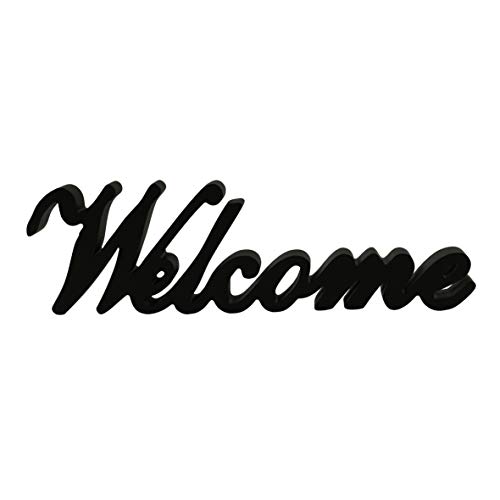 CVHOMEDECO. Mattschwarzes Holzwortzeichen Freistehender "Welcome" Schreibtisch/Tisch/Regal/Hauswand/Büro Dekoration Kunst, 36,8 x 10,8 x 2,5 cm von CVHOMEDECO.