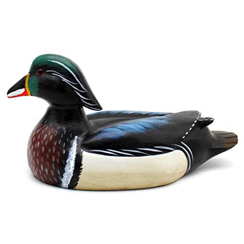 CVHOMEDECO. Primitives Handgravur und bemaltes Holz Wilde Ente Bauernhaus Figur Stockente dekorativer Akzent, 30,5 cm von CVHOMEDECO.
