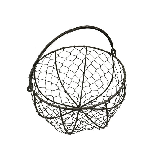 CVHOMEDECO. Runder Metalldraht Eierkorb Drahtkorb mit Griff Country Vintage Style Aufbewahrungskorb. Rostig, Dia. 20,3 x H 12,1 cm von CVHOMEDECO.