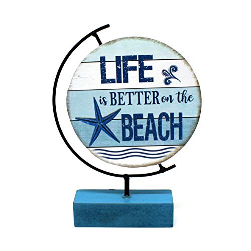 CVHOMEDECO. Rundes, zweiseitiges Holz-Strandschild auf Basis Wohn- und Bürodekor-Kunst, 20,3 cm von CVHOMEDECO.