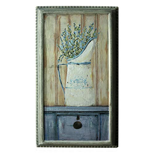 CVHOMEDECO. Rustikale primitive handbemalte Holzrahmen Wandbehang 3D Malerei Dekoration Kunst, Lavendel im Milchglas Design, 21,6 x 37,5 cm von CVHOMEDECO.