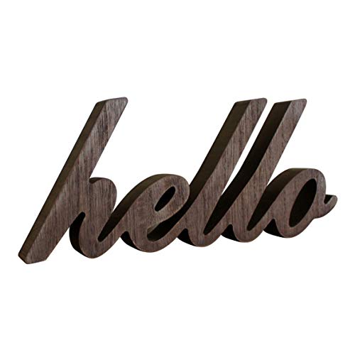 CVHOMEDECO. Rustikales Vintage Distressed Holz Wort Zeichen freistehend "hello" Tischplatte/Regal/Home Wand/Büro Dekoration Kunst, 26,7 x 11,4 x 2,5 cm von CVHOMEDECO.