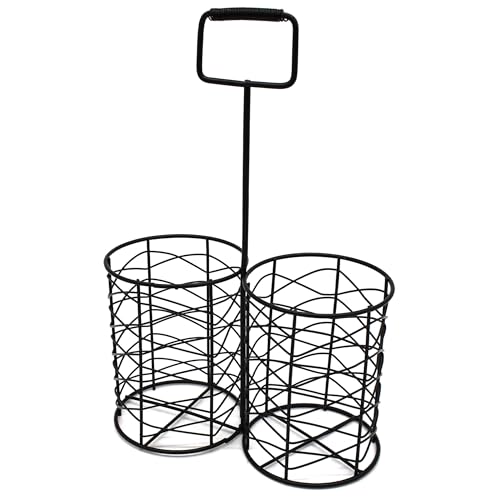 CVHOMEDECO. Weinflaschenhalter aus Metalldraht, mit Griff, Vintage-Stil, für 2 Flaschen, Schwarz CVHOMEDECO. Weinflaschenhalter aus Metalldraht, mit Griff, Vintage-Stil, für 2 Flaschen, Schwarz von CVHOMEDECO.
