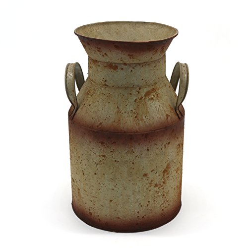 CVHOMEDECO. Milchkanne aus verzinktem Metall, alte rustikale Primitive Krugvase für Haus- und Gartendekor. Durchm. 15,5 x 25,4 cm Multicolor von CVHOMEDECO.