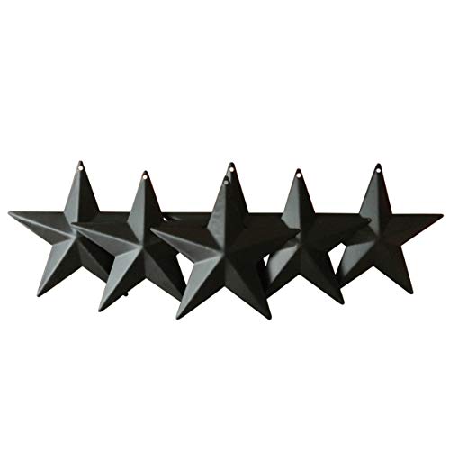 CVHOMEDECO. Country Rustic Antique Vintage Gifts Metal Barn Star Wand-/Türdekor, 10,2 cm, 6er Set.(Mattschwarz) von CVHOMEDECO.