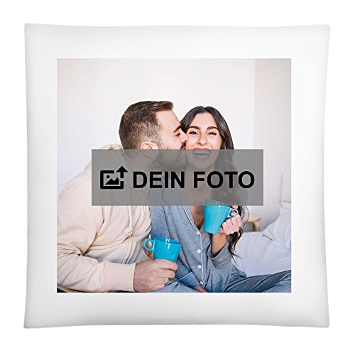 CVLR Fotokissen Weiss mit Füllung 40 x 40cm - Personalisiertes Kissen mit eigenem Foto Oder Text aus 100% Baumwolle zum selbst gestalten geeignet als Kopfkissen, Zierkissen, Dekokissen oder Geschenk von CVLR