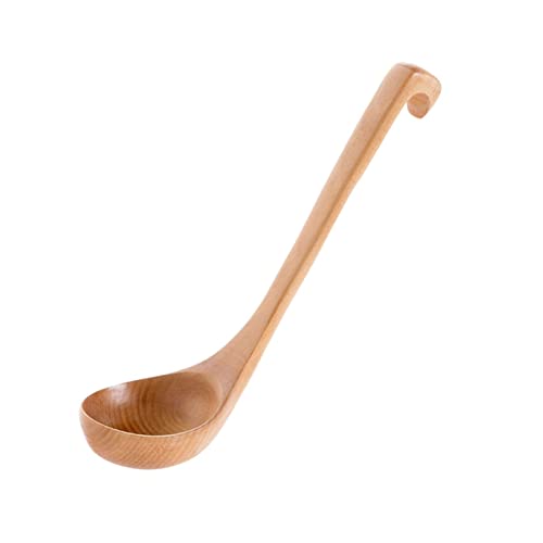 CVNIMV 1 x Suppenkelle aus Holz, klassischer Suppenlöffel mit langem Griff, großer Kochlöffel, Servierlöffel, Breilöffel, Saucenlöffel, Vajillöffel von CVNIMV
