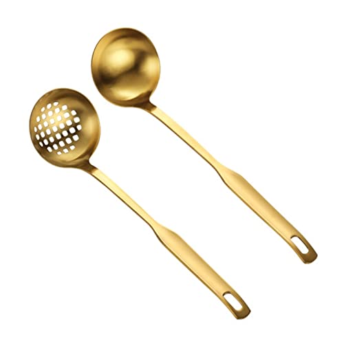 CVNIMV Schöpflöffel-Set, goldfarben, Küchenutensilien aus Edelstahl mit langem Griff, Servierlöffel, für Küchenutensilien, von CVNIMV