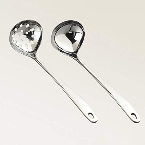 CVNIMV Schöpflöffel-Set aus Edelstahl, mit langem Griff, großes Fassungsvermögen, für die Küche zu Hause oder im Restaurant, 2er-Set - Schöpflöffel/Sieb CVNIMV Schöpflöffel-Set aus Edelstahl, mit langem Griff, großes Fassungsvermögen, für die Küche zu Hause oder im Restaurant, 2er-Set - Schöpflöffel/Sieb von CVNIMV