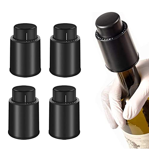 CVOZO Weinverschluss Vakuum Weinflaschenverschluss Flaschenverschluss Weinstopper - 4Pcs Weinzubehör Weinflaschenverschluss Vakuum Sektverschluss mit Datumsanzeige, Weinliebhaber von CVOZO