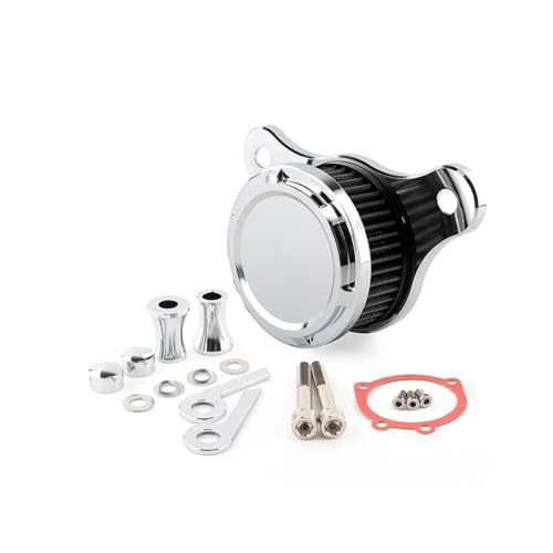 CVPX Doppelschicht Stahlfilter‌ Motorrad Luftfilter Intake Filter Fit Für Harley Touring Road King Electra Street Glide Dyna FXR 93-17 Softail Kompatibel 2-Takt-Motoren‌(Chrome-Black) von CVPX