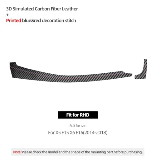 CVPX Fit für BMW X5 F15 X6 F16 Dashboard Panel Trim Streifen Instrument Leistung Aufkleber Auto Innen(Carbon Leather RHD) von CVPX