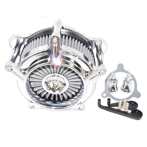 Doppelschicht Stahlfilter‌ Motorrad Chrom Luftfilter Luftfilter Filter Fit Für Harley Sportster Touring Straße Straße Electra Glide Softail Dyna Kompatibel 2-Takt-Motoren‌(Air Cleaner C) von CVPX