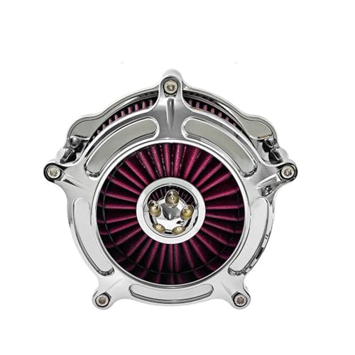 Doppelschicht Stahlfilter‌ Motorrad Chrome Luftfilter Intake Filter Ersatz Element Fit Für Harley Softail Dyna Sportster Touring Glide Kompatibel 2-Takt-Motoren‌(Red b) von CVPX