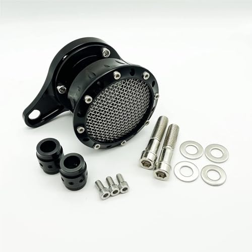 Doppelschicht Stahlfilter‌ Motorrad Luftfilter Luftfilter Ansaugstutzen Schwarz Chrom Fit Für Harley Sportster Iron XL883 XL1200 Custom Kompatibel 2-Takt-Motoren‌(Black) von CVPX